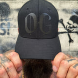 OG BLACK ON BLACK FLEXFIT COTTON HAT