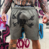 PUNK CROSSBONE SKULL GREEN GYM SHORTS