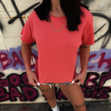 ROAD RASH RAW EDGE VINTAGE SALMON TEE
