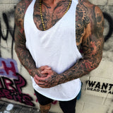 ROAD RASH WHITE SCOOP NECK STRINGER