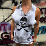 PUNK LONE WOLF SKULL WHITE STRINGER