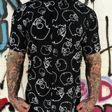 DRIP SKULL MATTE BLACK SNAP BUTTON UP