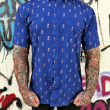 USA SKULL MATTE BLIUE SNAP BUTTON UP