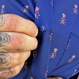 USA SKULL MATTE BLIUE SNAP BUTTON UP