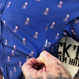 USA SKULL MATTE BLIUE SNAP BUTTON UP