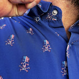 USA SKULL MATTE BLIUE SNAP BUTTON UP