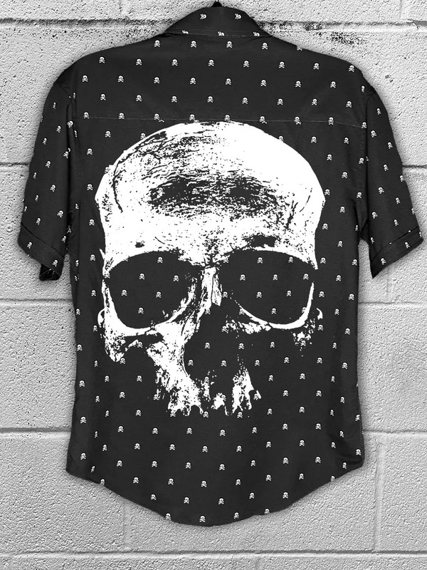 DISTRESSED INFINITY SKULL BUTTON UP