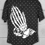 PRAYING HANDS INFINITY SKULL BUTTON UP