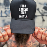 F CANCER CURVED BILL BLACK HAT