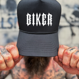 BIKER CURVED BILL BLACK HAT