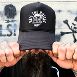 BITE BULLET FOAM CURVED BILL BLACK HAT