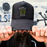 PEOPLE SUCK FOAM CURVED BILL BLACK HAT