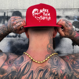 MAKE SUFFER RED FLAT BILL HAT