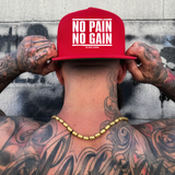 NO PAIN RED FLAT BILL HAT