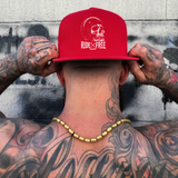 RIDE FREE RED FLAT BILL HAT