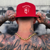 CROWNED CHAOS RED FLAT BILL HAT