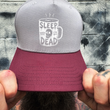 SLEEP DEAD MAROON GREY BASEBALL HAT