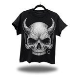 SINNER SKULL BLACK ROAD RASH OVERSIZED TEE