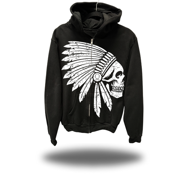APACHE OVERSIZED PRINT ZIP UP HOODIE
