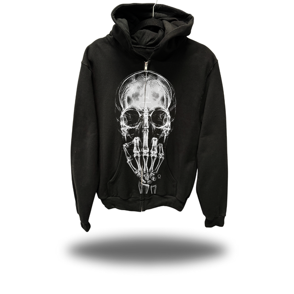 FU SKULL OVERSIZED PRINT ZIP UP HOODIE