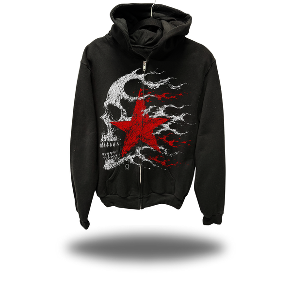 DRIVENSTAR OVERSIZED PRINT ZIP UP HOODIE