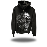 HYPNOTIC SKULL OVERSIZED PRINT ZIP UP HOODIE
