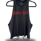 BABY GIRL - BLACK CROP TANK TOP