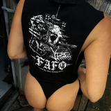 FAFO TANK ROAD RASH BASIC BLACK CROP TANK TOP