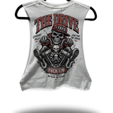 FOR THE DRIVE ROAD RASH BASIC WHITE CROP TANK TOP
