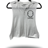 FOR THE DRIVE ROAD RASH BASIC WHITE CROP TANK TOP
