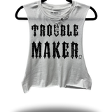 TROUBLE MAKER ROAD RASH BASIC WHITE CROP TANK TOP
