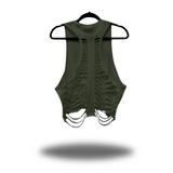 GAME OVER ROAD RASH CROP TANK TOP MILITARY GREEN