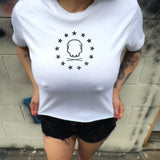 DON'T FLOCK ME ROAD RASH WHITE CROP TOP 1.0