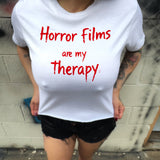 HORROR FILMS ROAD RASH WHITE CROP TOP 1.0