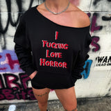 HORROR LOVE ROAD RASH DIAMOND CROSS WIDENECK SWEATSHIRT