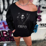 FAFO SCREAM ROAD RASH DIAMOND CROSS WIDENECK SWEATSHIRT