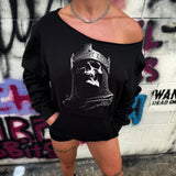 COMFORT KING ROAD RASH DIAMOND CROSS WIDENECK SWEATSHIRT