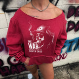 THE WAR ROAD RASH DIAMOND CROSS WIDENECK RED SWEATSHIRT