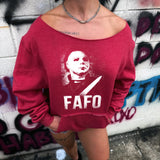 FAFO MYERS ROAD RASH DIAMOND CROSS WIDENECK RED SWEATSHIRT