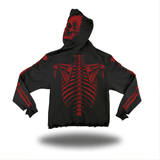 SKELETON ROAD RASH OVERSIZED PRINT HOODIE -  RED