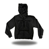 SKELETON ROAD RASH OVERSIZED PRINT HOODIE -  BLACK ON BLACK