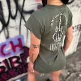 F*CK Y'ALL ROAD RASH MUSCLE MILITARY GREEN TEE
