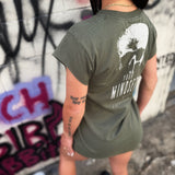 SKULL MINDSET ROAD RASH MUSCLE MILITARY GREEN TEE