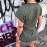 DRIVEN SCARED ROAD RASH MUSCLE MILITARY GREEN TEE