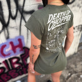 DEATH CHOPPER ROAD RASH MUSCLE MILITARY GREEN TEE