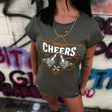 CHEERS ROAD RASH MUSCLE MILITARY GREEN TEE