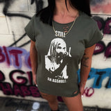 STILL ROAD RASH MUSCLE MILITARY GREEN TEE