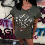 SHED COMFORT ROAD RASH MUSCLE MILITARY GREEN TEE