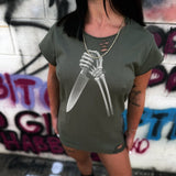 SLASHER ROAD RASH MUSCLE MILITARY GREEN TEE