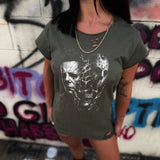 MASK OFF 2 ROAD RASH MUSCLE MILITARY GREEN TEE